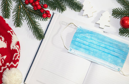 Christmas empty notebook, diary for letter to Santa or your wishlist or advent activities on white....