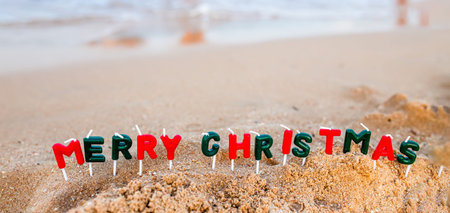 Merry Christmas to the inscription with a Christmas tree. The beginning of a new year in a journey...