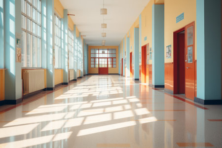 Interior of an empty hospital corridor. 3d rendering mock upの素材