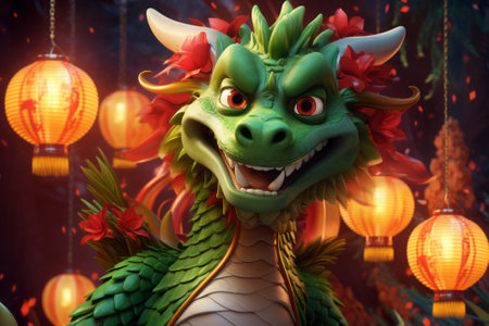 Chinese dragon statue in the Chinese New Year festival,3d renderの素材