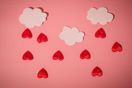 Red hearts and clouds for Valentineâ€™s decor