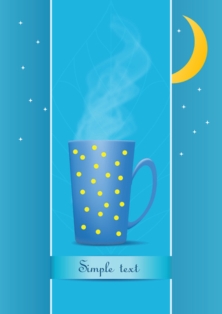 Evening cup of tea on blue background. vector illustrationのイラスト素材