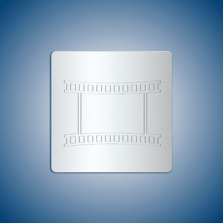 Metal icon of film reel on blue background. Vector illustrationのイラスト素材