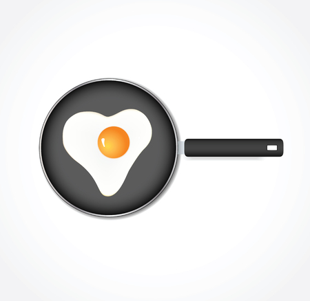 Egg on a pan in the form of heart. Vector illustration, eps10のイラスト素材