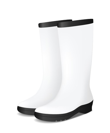 White blank safety rubber boots. Vector illustrationのイラスト素材