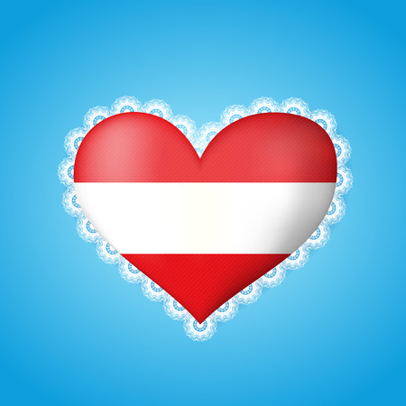 Heart shape flag of Austria with lace. Vector illustrationのイラスト素材