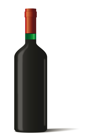 Wine bottle on white background. Vector illustrationのイラスト素材