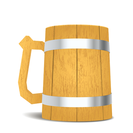 Wooden beer mug on isolated background. Vector illustrationのイラスト素材