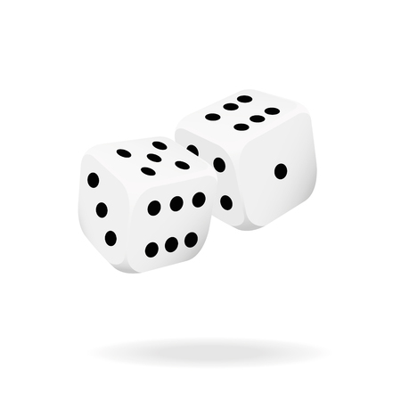 Two white dice. Vector illustrationのイラスト素材