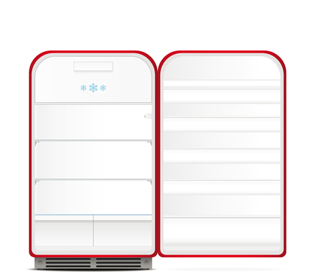 Empty retro fridge. Vector illustrationのイラスト素材