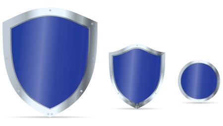 Set of blue glossy steel shieldsのイラスト素材