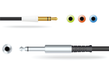 Set of jacks and jack plugs. Vector illustrationのイラスト素材