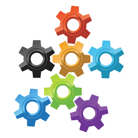 Colorful gear iconsのイラスト素材