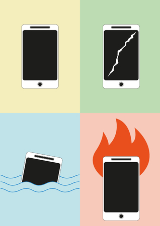 Damaged mobile phone iconsのイラスト素材