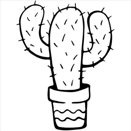 Cute hand drawn vector cactuse in the potのイラスト素材