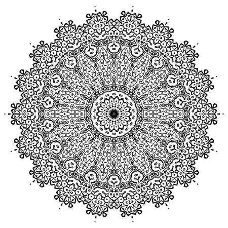 Mandala coloring book template. wallpaper design, lace pattern and tattoo. decoration for interior design. Vector handdrawn ethnic oriental circle ornament. white background. Indian style.のイラスト素材