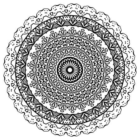 Mandala coloring book template. wallpaper design, lace pattern and tattoo. decoration for interior design. Vector handdrawn ethnic oriental circle ornament. white background. Indian style.のイラスト素材