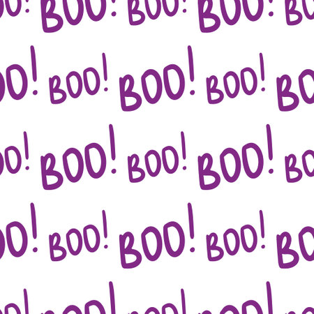 Cute hand drawn vector Halloween seamless pattern, purple doodle background. For Halloween print, banners, wallpapers, textiles, wrapping. boo pattern.のイラスト素材