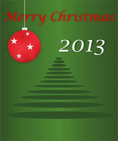 Merry Christmas 2013 (card with tree and ornaments)のイラスト素材