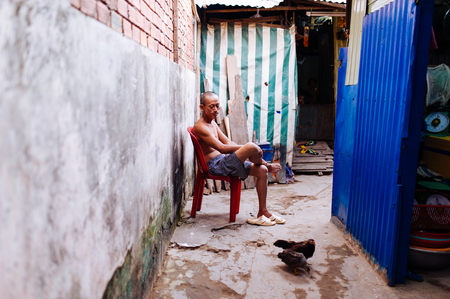 The man is relax after workingのeditorial素材