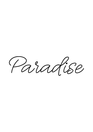 Hand drawn lettering. Ink illustration. Modern brush calligraphy. Isolated on white background. Paradise text.のイラスト素材