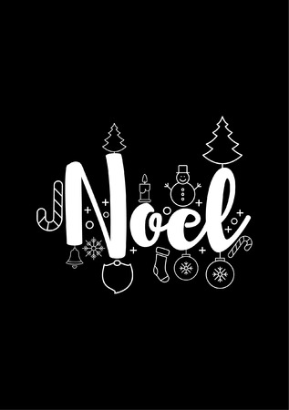Christmas quote, lettering. Print Design Vector illustration. Noel text.のイラスト素材