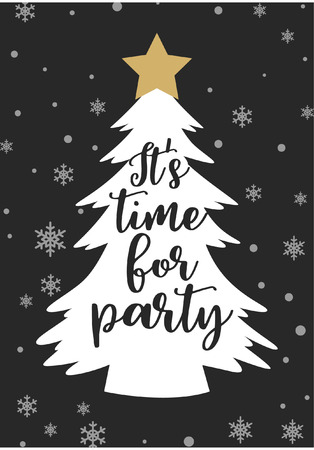Christmas quote, lettering. Print Design Vector illustration. It's time for party.のイラスト素材