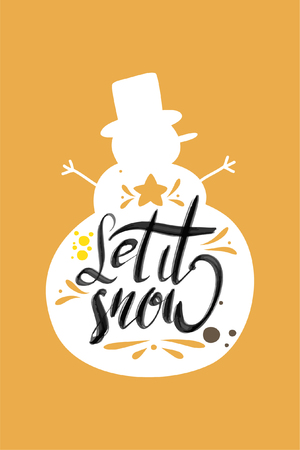 Christmas quote, lettering. Print Design Vector illustration. Let it snow.のイラスト素材