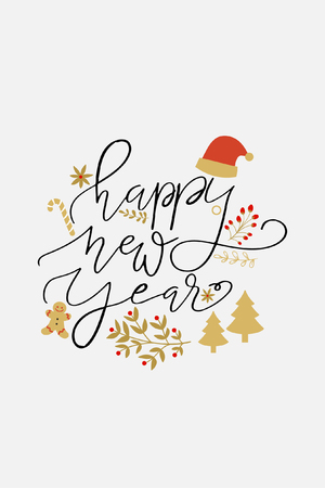 Christmas quote, lettering. Print Design Vector illustration. Happy new year.のイラスト素材