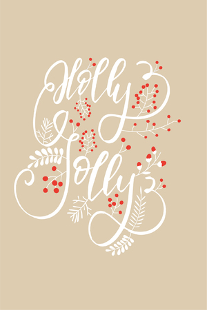 Christmas quote, lettering. Print Design Vector illustration. Holly jolly.のイラスト素材