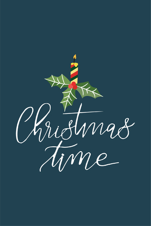 Christmas quote, lettering. Print Design Vector illustration. Christmas time.のイラスト素材