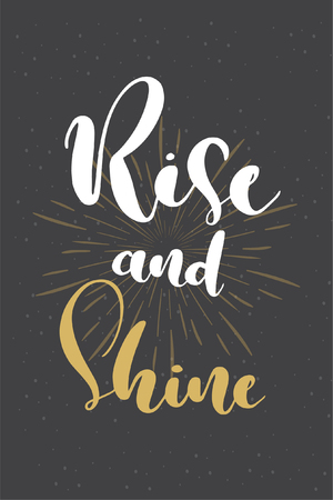 Christmas quote, lettering. Print Design Vector illustration. Rise and shine.のイラスト素材