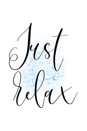 Hand drawn word. Brush pen lettering with phrase Just relax.のイラスト素材