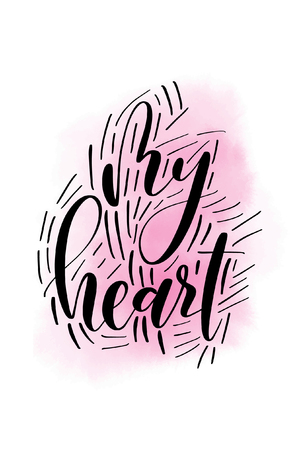Hand drawn word. Brush pen lettering with phrase My heart.のイラスト素材