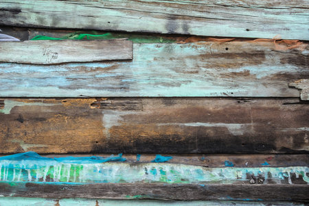 old rustic with splash color wood panelの写真素材