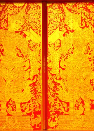 Temple door in thailandの写真素材