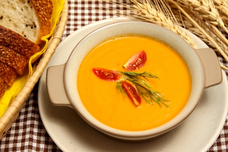 Salmon and carrot soupの写真素材