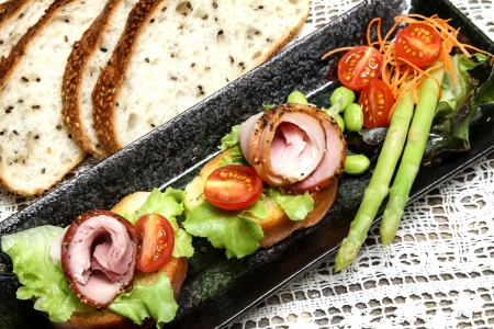 Pepper ham canapeの写真素材