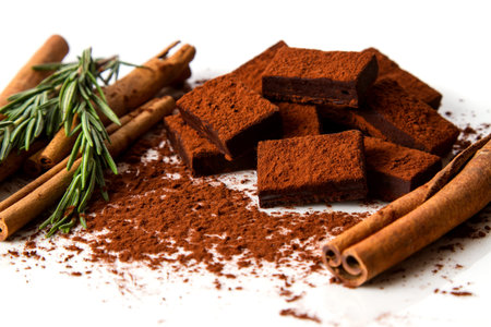 Chocolate truffle with cinnamon and rosemary 