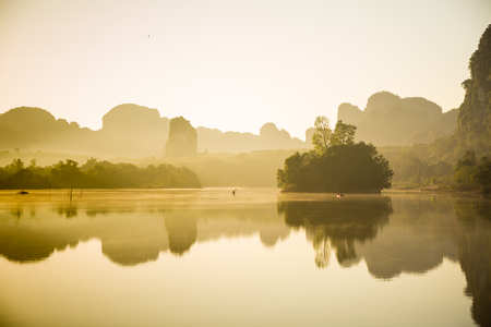 The beautiful lake in the summer morning.の写真素材