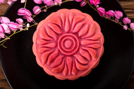 Chinese sakura moon cake -- food for Chinese mid-autumn festival