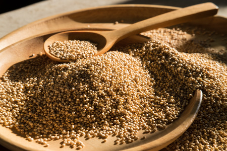 White quinoa seed, organic food for healthy eating.の写真素材