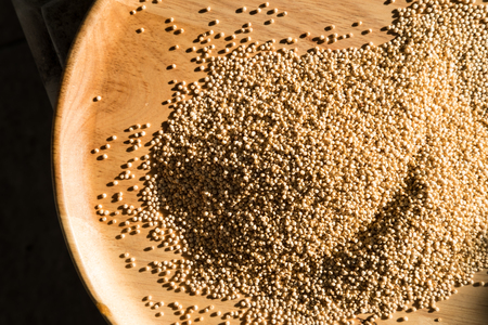 White quinoa seed, organic food for healthy eating.の写真素材