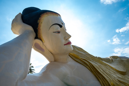 Reclining Buddha name Naung Daw Gyi Mya Tha Lyaung in Bago, Myanmar.の写真素材
