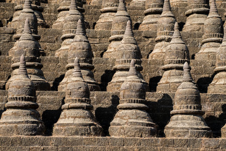 Mrauk-U, Myanma, a lot of little pagoda in Kothaung temple.