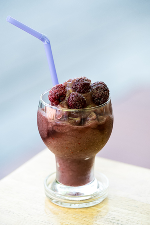 Blackberry smoothie, healthy drink.の写真素材