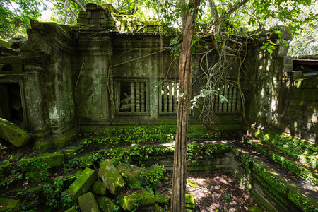 Beng Mealea temple, The ruins of the ancient hiding in the woods, Siem Reap, Cambodiaの写真素材