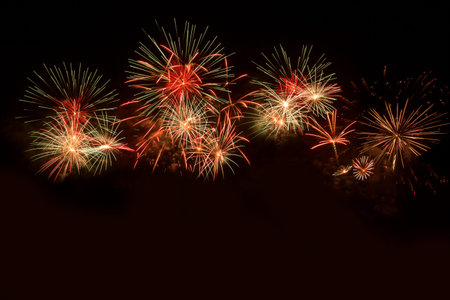 Many color of firework in celebration night.の写真素材