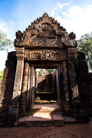 Backside of Banteay Srei temple, Siem Reap complex, Cambodia.の写真素材