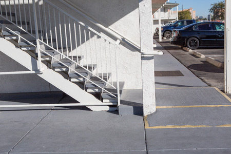 Outdoor Concrete Staircase With Steel Handrailの写真素材